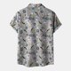 thumbnail image 4 of Camisas Deportivas Hombre Camisa de manga Estampado de playa Camisa de cuello casual Botón de hombre Camisas de hombre dobladas (Grey, 3XL), 4 of 7