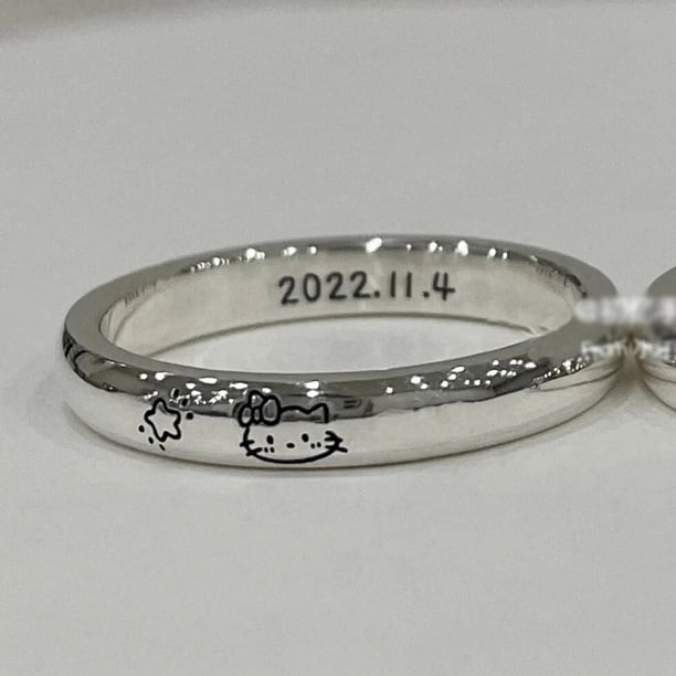Sanrio-Anillo de plata de la serie de personajes de Anime Kawaii, Hello Kitty Kuromi, anillo ajustable, accesorios de moda, regalos para niños