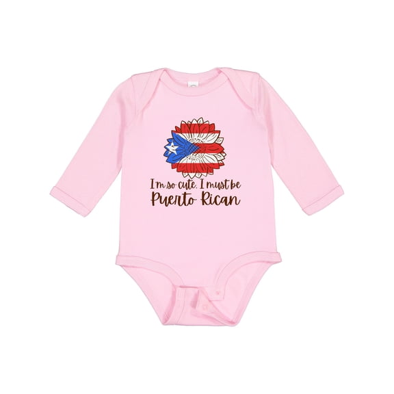 Inktastic I'm So Cute, I Must Be Puerto Rican Sunflower Boys or Girls Long Sleeve Baby Bodysuit