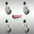 thumbnail image 2 of 4 Inch 316SS Thermoplastic Rubber Swivel 1-3/4 Inch Expanding Stem Caster Set, 2 of 2