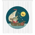 thumbnail image 3 of Ambesonne Cartoon Shower Curtain, Wolf Captain Boat, 69"Wx84"L, Multicolor, 3 of 3
