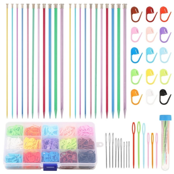 Aluminum Metal Knitting Needle Set Smooth Versatile Colored Straight Knitting Needle Kit Clear Reading Colorful Aluminum Knitting Needles for Beginners and Expert