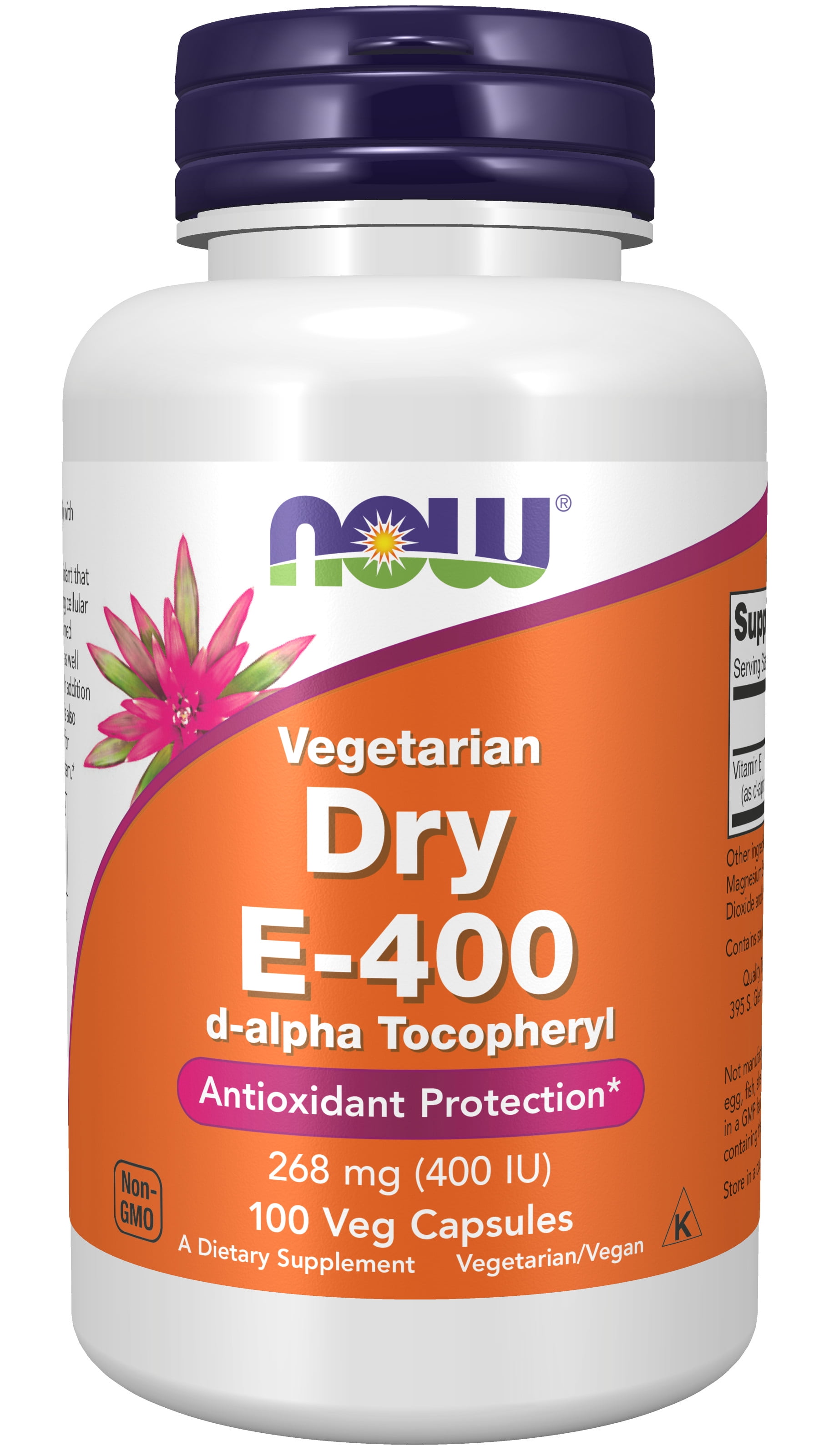 NOW Supplements, Vitamin E400 IU DAlpha Tocopheryl, Dry, Antioxidant Protection*, 100 Veg