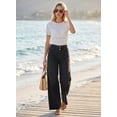 thumbnail image 5 of DOKOTOO Women Wide Leg Jeans High Waisted Stretch Denim Flare Pants Vintage Black High Rise Loose Fit Raw Hem Five Pocket Jeans US Size, 5 of 10