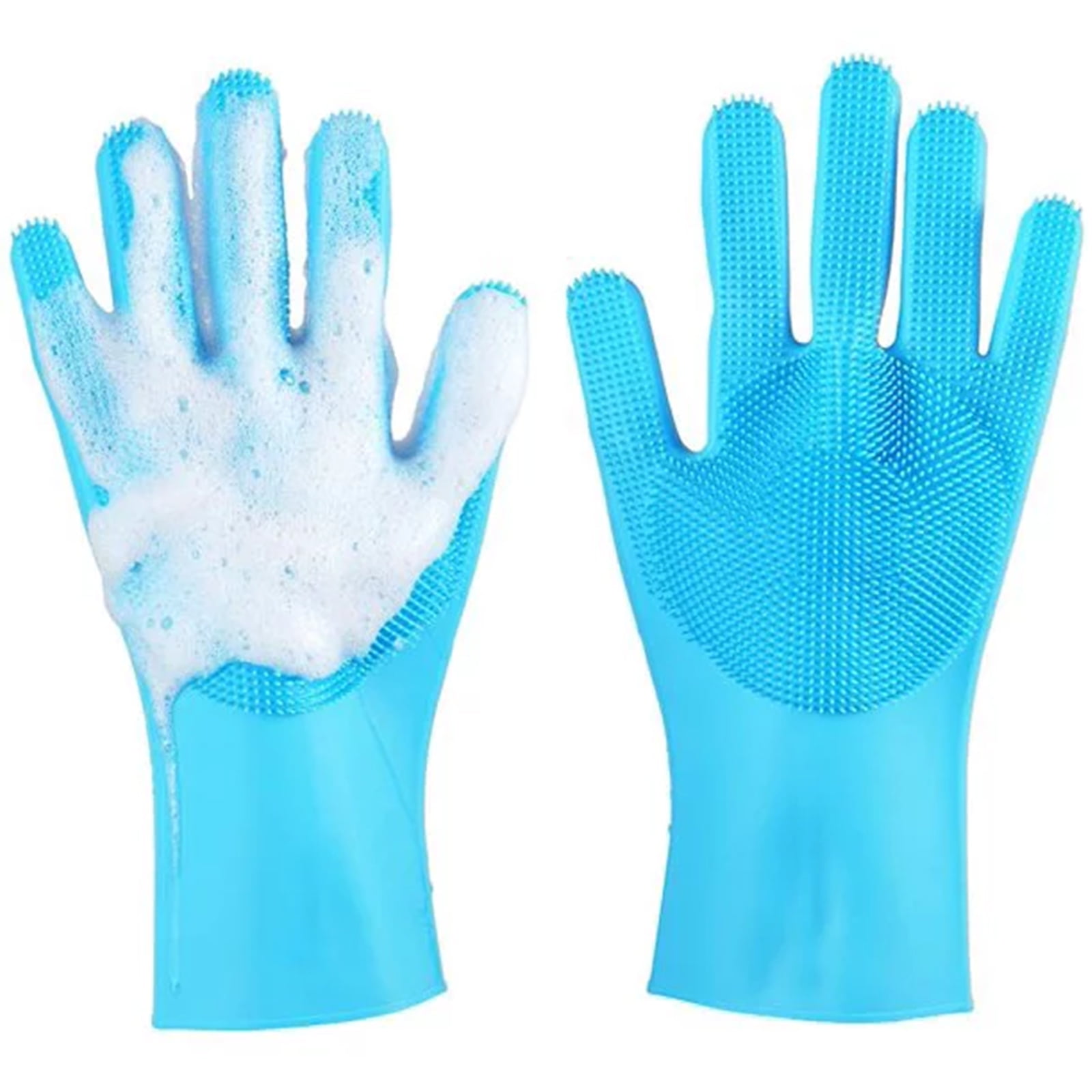 Meidong Silicone Dishwashing Gloves, Reusable Dish Gloves Cleaning Brush Heat Resistan with
