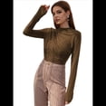 thumbnail image 3 of Camiseta Interior de Larga para Mujer, Otoño e Invierno, Nueva, con Cuello Redondo Cepillado Color Café XL, 3 of 9