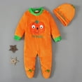 thumbnail image 2 of Weebloom Baby Girl Halloween Pumpkin Outfit Cute Pumpkin Romper Jumpsuit Warm Footed 12-18 Months, 2 of 7