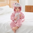 thumbnail image 6 of TFEOQRY Toddler Cute Animal Shaped Rompers Long Sleeve Hooded Jumpsuit Cute Flannel Clothes Rompers Pink, 6 of 9