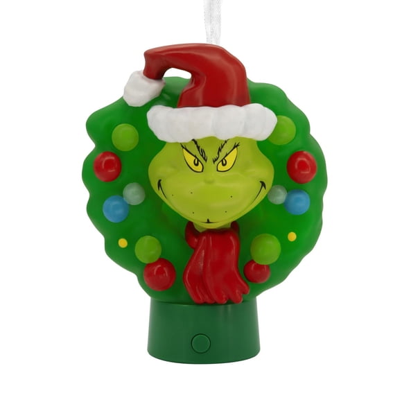 Hallmark Christmas Ornament (Dr. Seuss's How the Grinch Stole Christmas! Grinch in Wreath With Light)