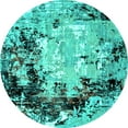 thumbnail image 1 of Ahgly Company Indoor Round Oriental Turquoise Blue Industrial Area Rugs, 6' Round, 1 of 4