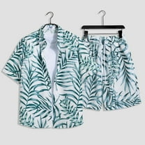 Awdenio Floral Hawaiian Shirt Set for Men Summer Button Up Shirt Short Sleeve Tropical Casual Aloha Shirt and Shorts Set