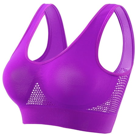 Womens Sports Bra Seamless Sports Bras Women Wirefree Breathable Yoga Bra Women Bras Plus Size Comfort Sleep Bra Workout Maternity Strapless Bra Running Purple Xx-Large Nylon