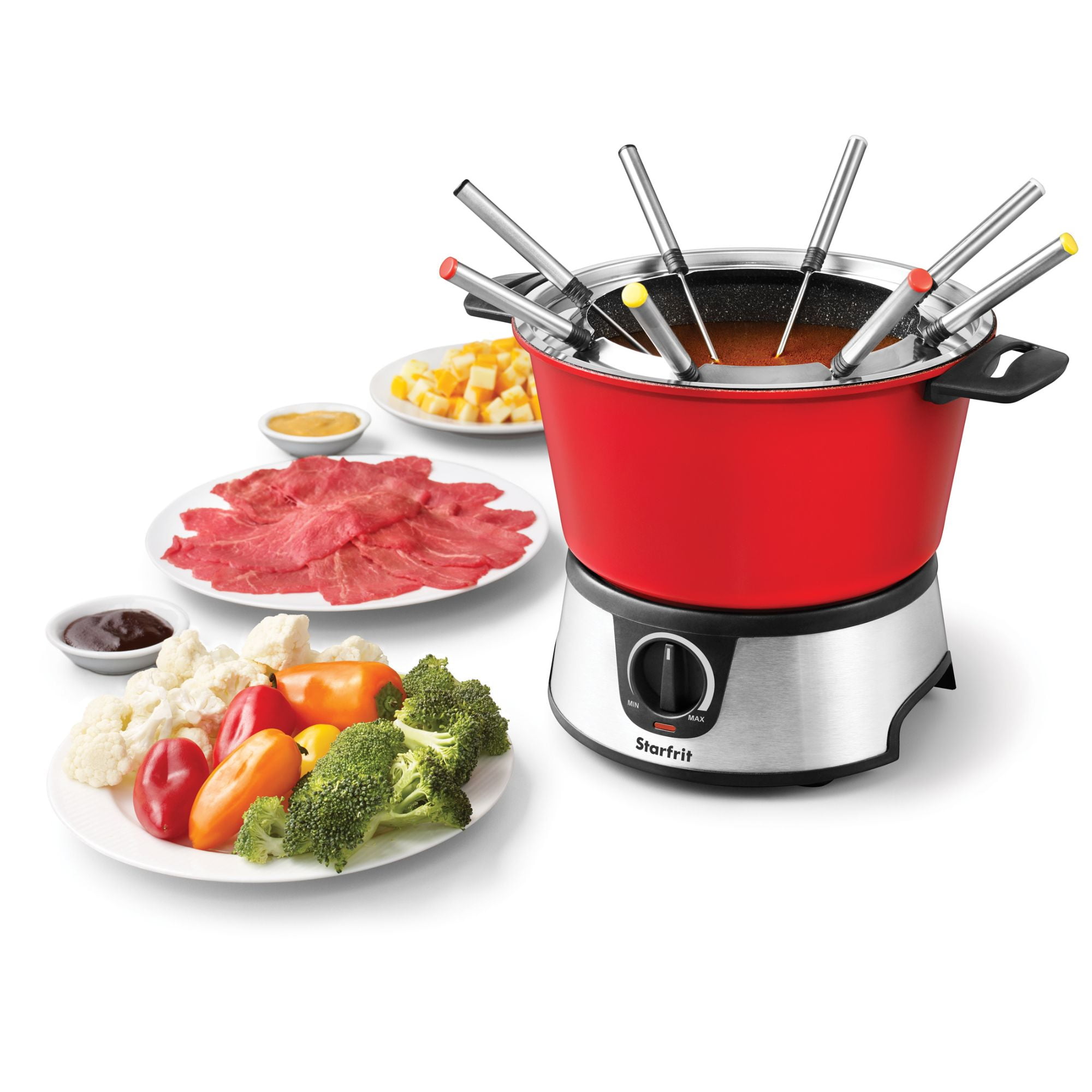 Starfrit The Rock Electric Fondue 13PC Set, 3L Capacity, Nestable Components, Quick Release Magnetic Cord, Easy to Clean, 1500W