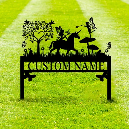 Custom Fairy Garden Sign,Metal Fairy Garden Stake,Personalized Garden Decor,Sign for Flower Beds,Yard Decor, Gardener Gift