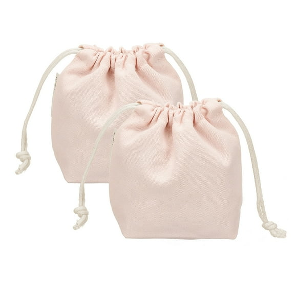 Uxcell 2 Pcs Bolsa de Maquillaje con Cordón, Bolsa Cosmética de Lona de 4.7" para Organizador de Artículos de Tocador de Viaje, Rosa