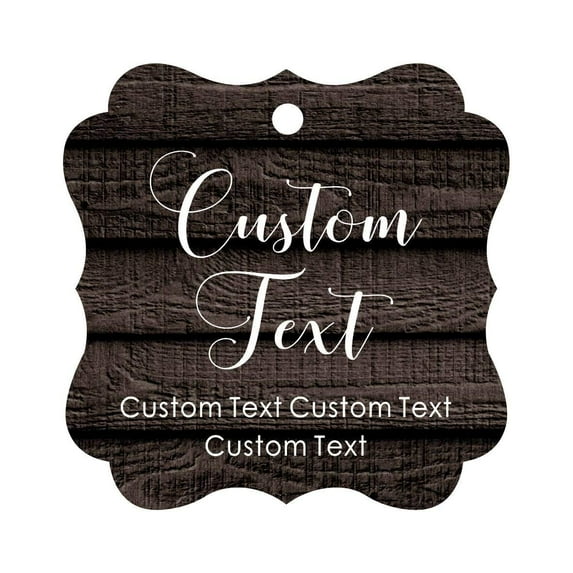 Darling Souvenir Personalized Paper Hang Tags Custom Text Wedding Party Gift Favor Tags -Dark Wood-50 Tags