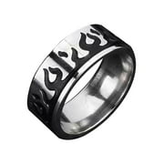 FANN Fire Ring Rings Stainless Steel Jewel for Women Texture Women's