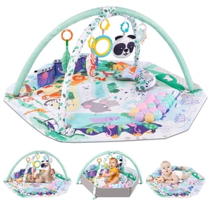 YoYFUN 4-in-1 Baby Play Gym Activity Mat, Green