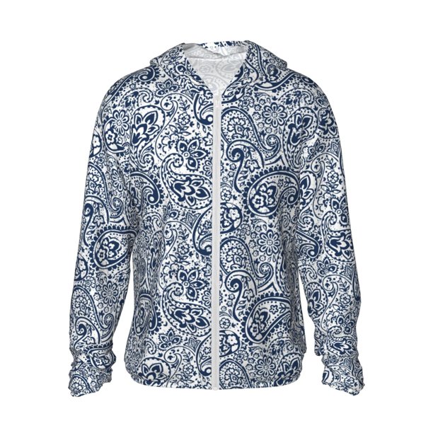 Fotbe Paisley4 Chaqueta con Protección Solar UPF 50+ para Hombre y Mujer, Camisa con Capucha y Bolsillos-Small