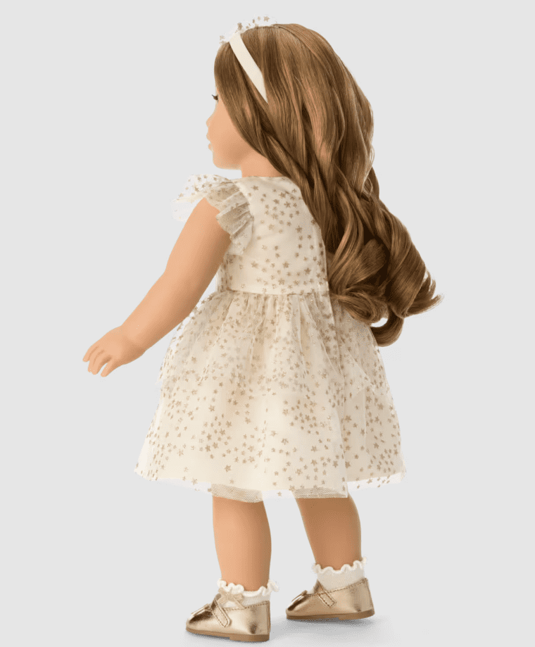 American Girl X Janie and Jack Sparkly Cream Celebration Dress for 18 inch Dolls