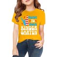 thumbnail image 4 of XUELUO Boys Shirts & Tops Kids Summer Back To School Letter Print Round Neck Short Sleeve Elastic Casual Comfortable Tops Tee Shirts Daily-Wear,Yellow,5-6 Years, 4 of 7