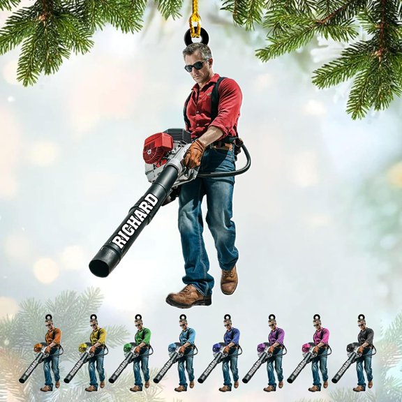 Personalized Leaf Blower Ornament Leaf Blower Christmas Ornament, Leaf Blowers Ornament Christmas, Leaf Blowers Ornament for Christmas Tree Decor Hanging Leaf Blowers Gift Xmas (1, LB2) - 3089 (Red)