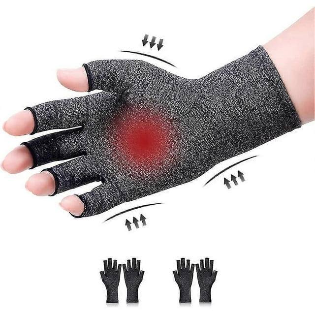 2 Pairs Arthritis Gloves Compression Gloves Fingerless Gloves For Pain Relief