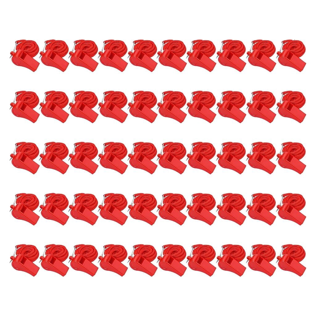 Yihuala 50Pcs Referee Coaches Whistles Loud Crisps Sound Sports Whistles with Lanyard for Soccer, Football, Basketball