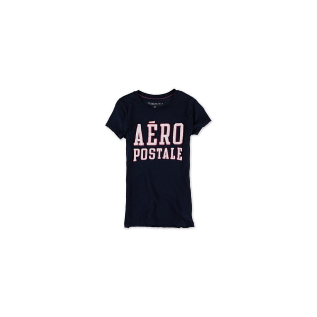 Aeropostale - Camiseta con adornos apilados para mujer, azul, extra pequeña Aeropostale Camiseta adornada