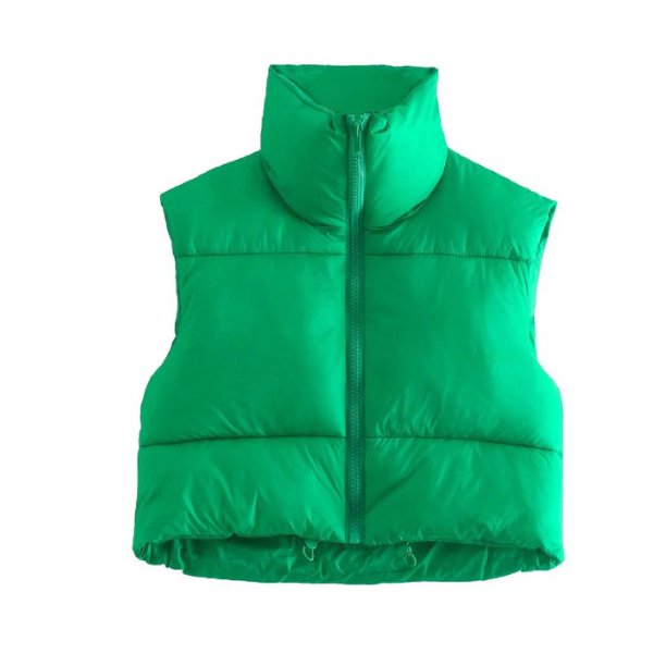 Chaleco de algodón para mujer, chaleco de invierno con cuello alto, chaleco de algodón grueso, chaleco sin mangas para mujer