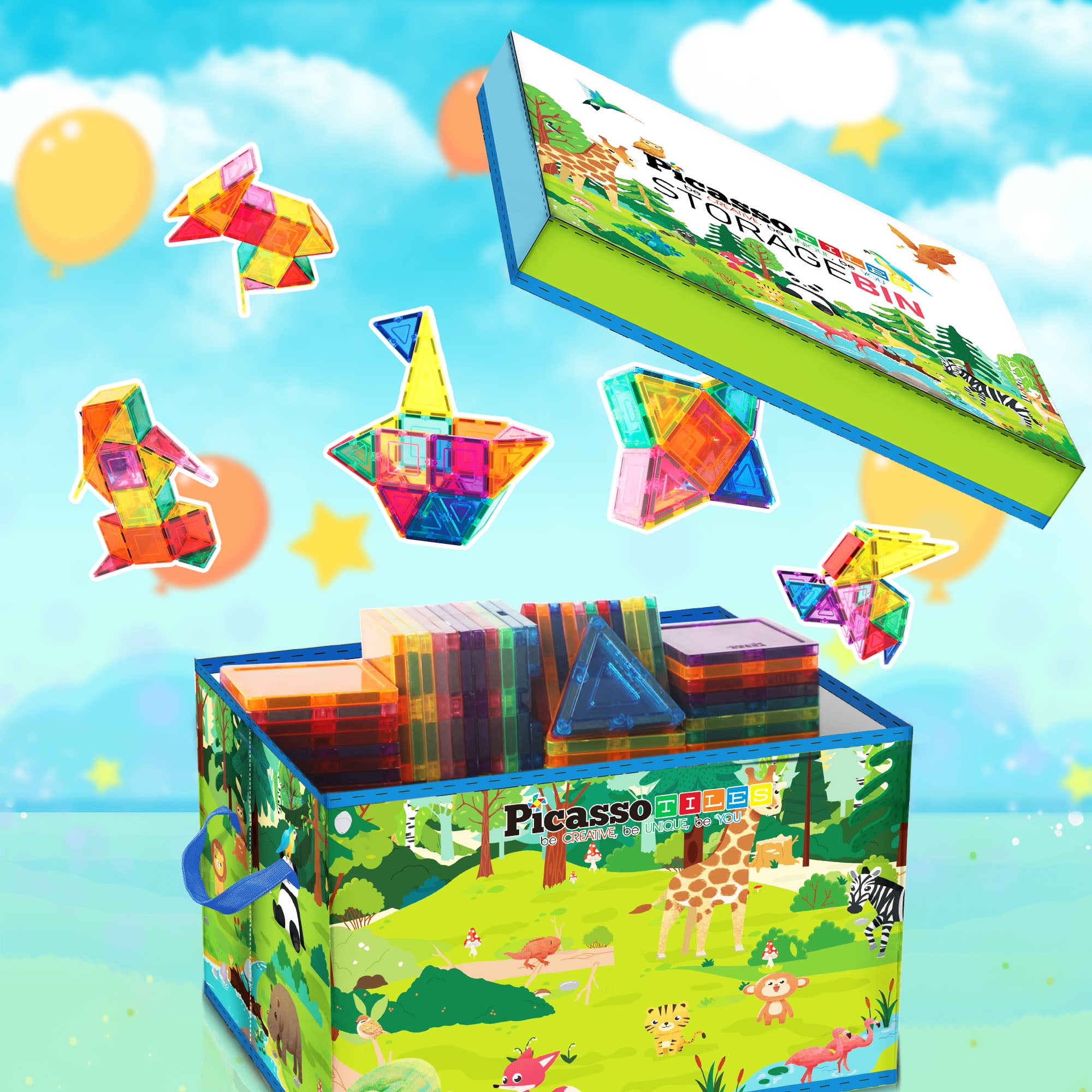 PICASSO TILES, Magnetic Tile Toy Organizer, Foldable City Storage