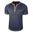 thumbnail image 4 of WRKEKC Men's T-Shirts Pullover Solid Color Color Block Button Pullover Raglan Short Sleeve T Shirt Top Casual Shirt Comfortable Fit, 4 of 6