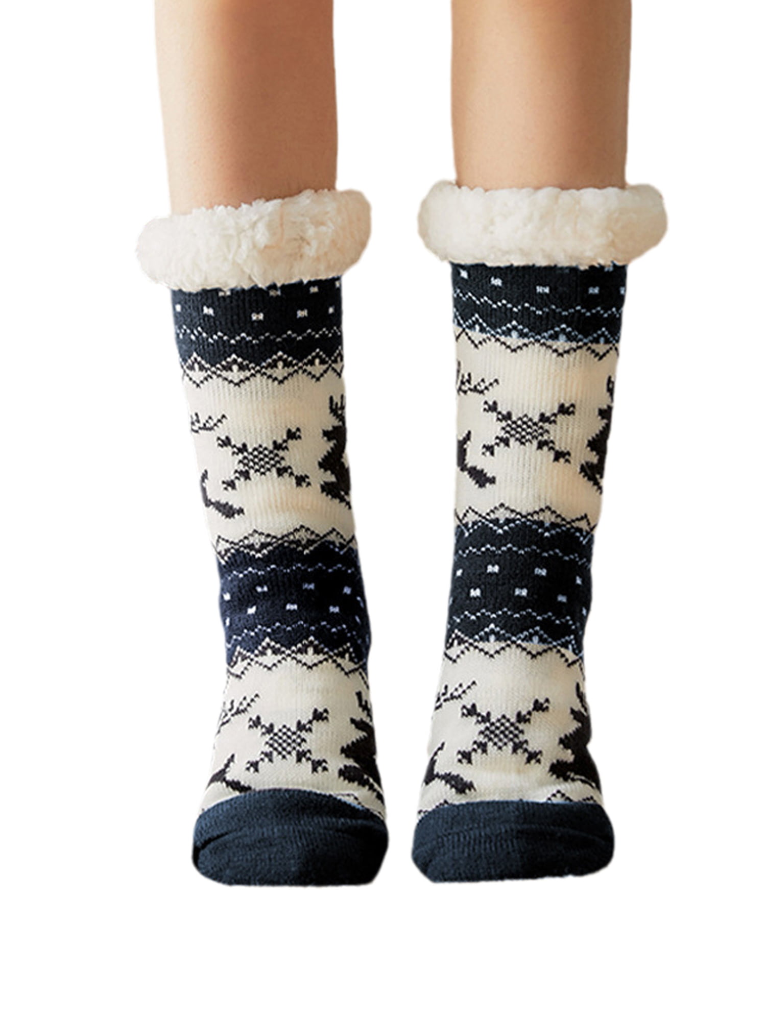 Women's Thick Nonskid Sherpa Fleece Lined Thermal Animal Fuzzy Slipper Socks LOT 