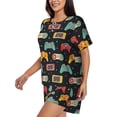 thumbnail image 2 of Naloa Retro Video Game Women's Short-Sleeved Pajama Set, Loungewear, Summer pajamas, Breathable Cozy - XX-Large, 2 of 9