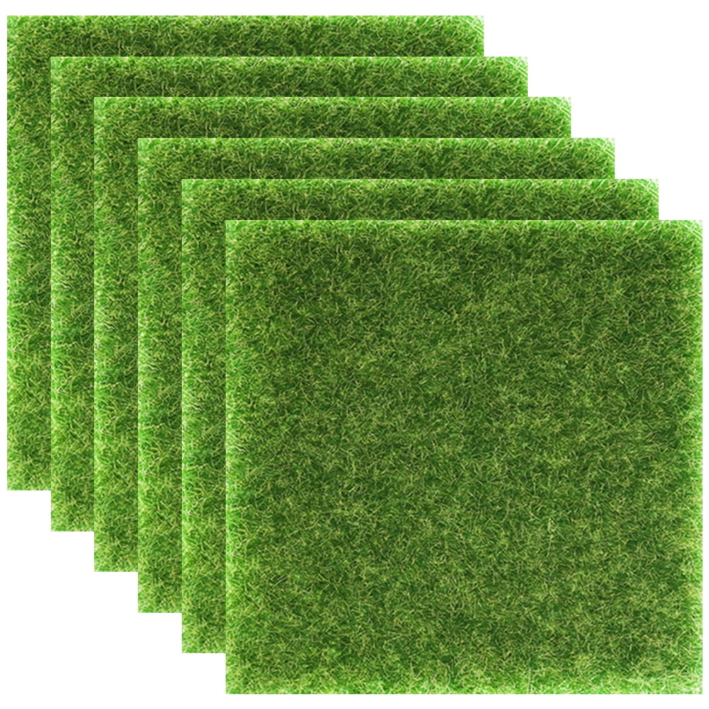 6 Pcs Tapis de Gazon Décoratifs Résistants à l'Usure Fausses Herbes Compacts Accessoires DIY