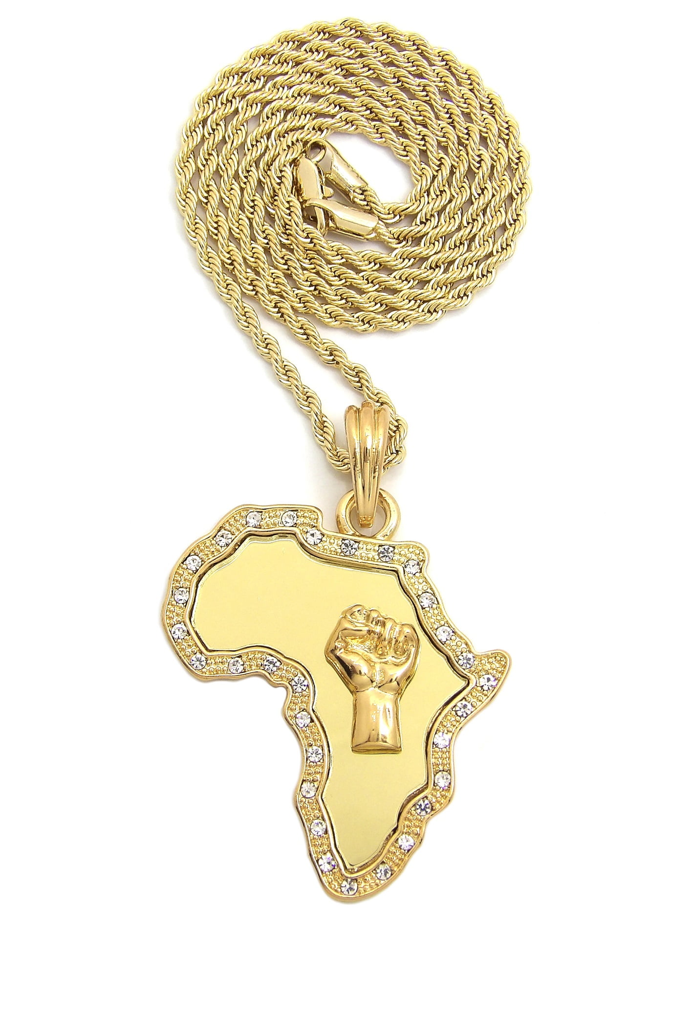 NYFASHION101 Carved Lion Head Pendant w/ 5mm 24 Figaro Chain Necklace