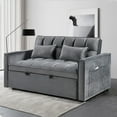 thumbnail image 5 of 3 in 1 Convertible Sleeper Sofa Bed, Modern Velvet Loveseat Pull-Out Sofa Couch w/Pullout Bed, Small Love Seat Lounge Sofa w/Reclining Backrest,Toss Pillows, Pockets, 5 of 6