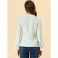 thumbnail image 3 of Allegra K Blusa Informal De Manga Larga Con Volantes Florales Y Cuello En V Para Mujer Azul Claro M, 3 of 4
