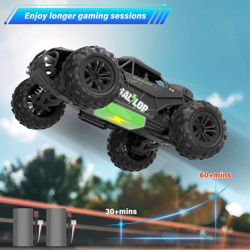 LOOKFLY 1:16 Scale Fast Large RC Car,40+KM/H All Terrain High Speed Remote Control Car, 4x4 RC Monster Truck with 60 Min Runtime,2 Batteries,Gifts Toys for Kids & Adults,Black