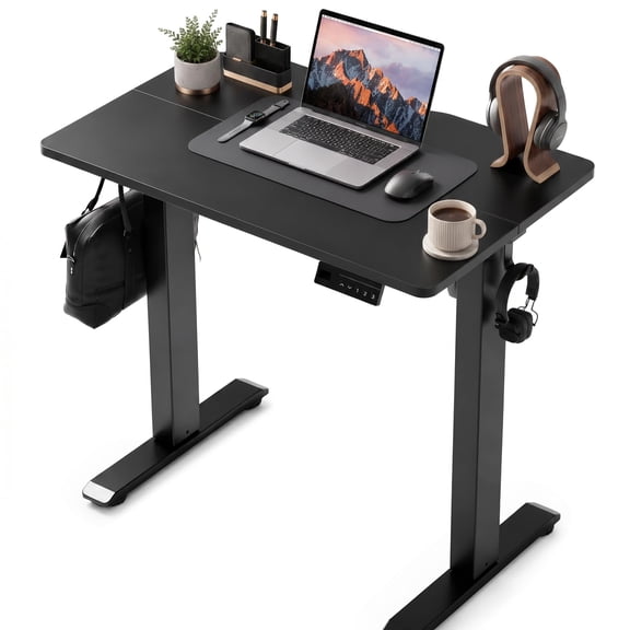 2 x 19 Inch Black Electric Standing Desk, Height Adjustable Sit Stand Workstation, Modern Computer Table for Home Office and Study Room