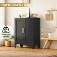 thumbnail image 2 of SAZYY Metal Pantry Storage Cabinet with 2 Doors and 2 Adjustable Shelves, Green Freestanding Hutch for Kitchen/Laundry/Living Room/Bedroom, 11.81"D x 23.62"W x 35.83"H Black, 2 of 9