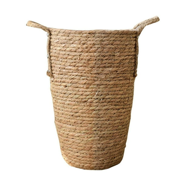 Cesta de mimbre tejida para plantas, cesta de almacenamiento para macetas, forro de PP para dormitorio. Talla M