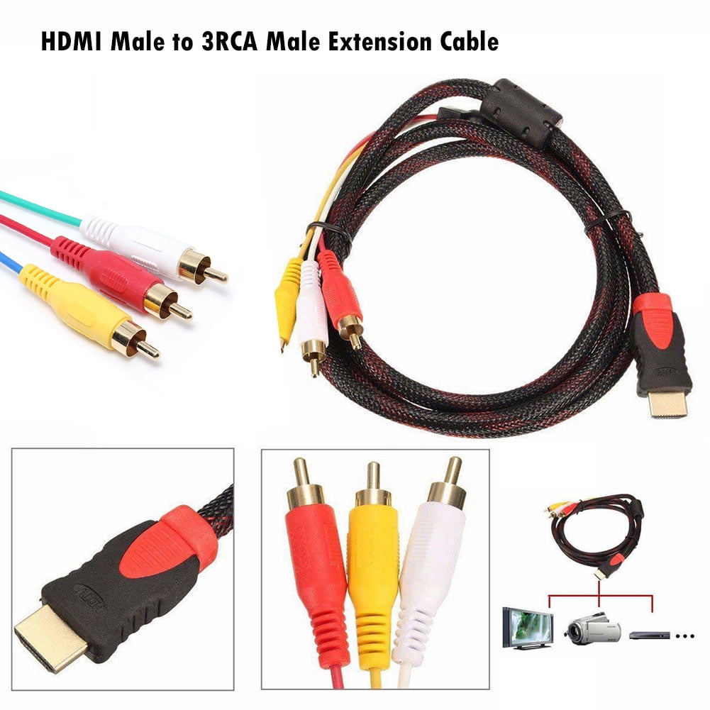 JuLam 1.5M HDMI Male to 3RCA Male Extension Cable HDMI to AV Conversion