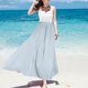thumbnail image 5 of Falda larga metálica brillante para mujer: falda de tul ligera, sedosa y fluida para las vacaciones de verano en la playa, tallas S-XL, 5 of 5