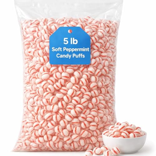 Old-Fashioned Soft Mints Candy – 5 lb Bulk Bag, Classic Chewy Mint Sweets, Refreshing Soft Mints for Parties, Holidays & Candy Jars