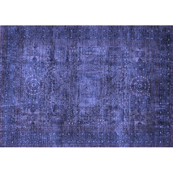 Ahgly Company Machine Washable Indoor Rectangle Abstract Blue Modern Area Rugs, 8' x 12'