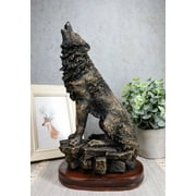 Ebros Howling Wolf Statue 10.5 Tall Alpha Wolf Pack Figurine in Faux Bronze