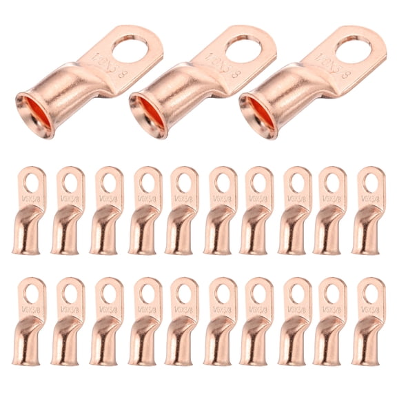 25 Pcs 1/0 AWG - 3/8" Copper Cable Lugs, Battery Cable End