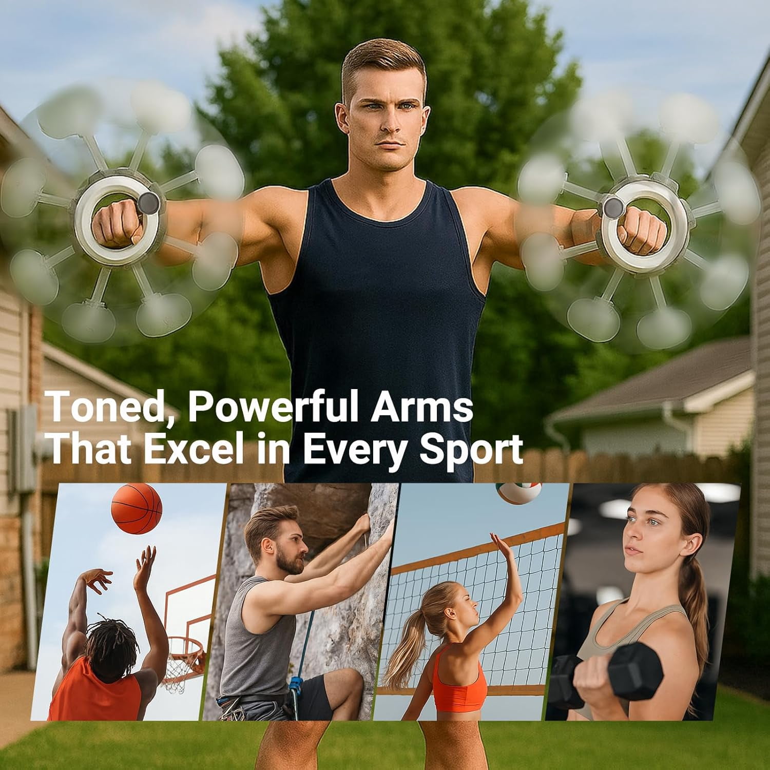 Arm & Shoulder Workout Equipment, 360° Hand Crank Forearm Trainer, Upper Body Strength & Mobility Trainer for Home Gym