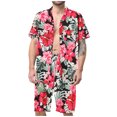 thumbnail image 3 of Conjuntos de camisas para hombre, estampado 3D, retazos, solapa, camisa informal de manga corta, pantalones cortos de playa de gran tamaño, ropa de calle de verano, trajes hawaianos, 3 of 5